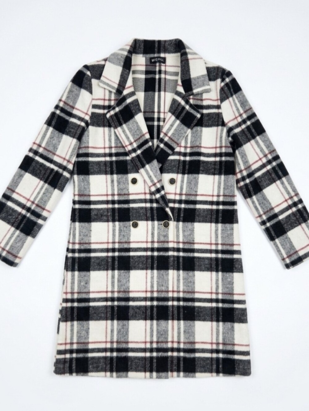 Plaid Double-Breasted Coat Blazer